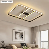 Modern Led Semi Flush Mount Ceiling Lamp - Black Metal Shade White/Warm Light 12’/23.5’ Wide