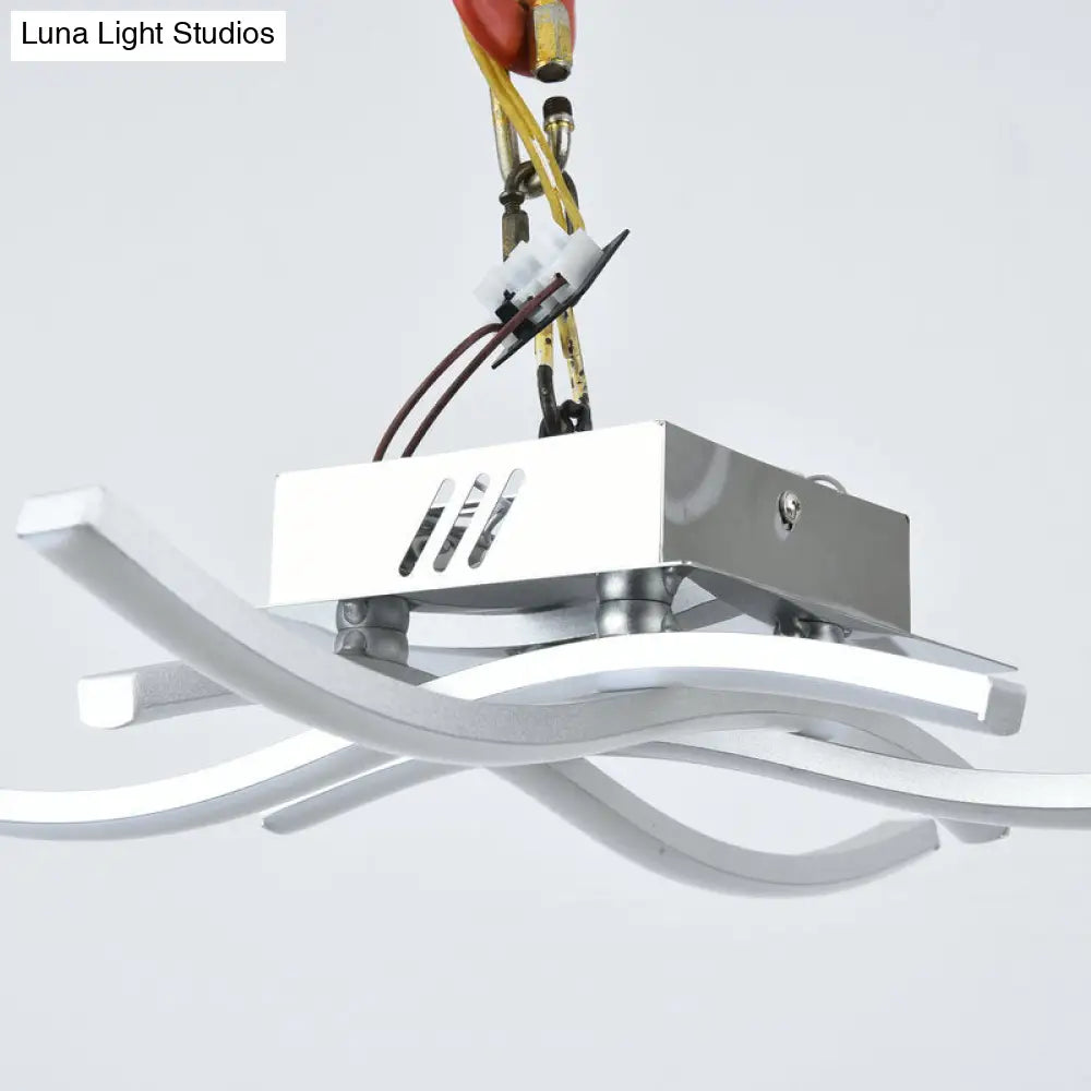 Modern Led Semi Flush Mount Chrome Ceiling Light With Twist Design And Metal Shade