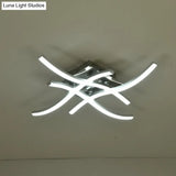Modern Led Semi Flush Mount Chrome Ceiling Light With Twist Design And Metal Shade