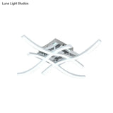 Modern Led Semi Flush Mount Chrome Ceiling Light With Twist Design And Metal Shade