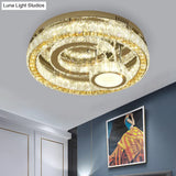 Modern Led Semi-Flush Mount: Stainless-Steel Finish With Crystal Blocks