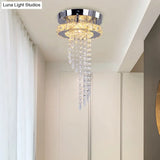 Modern Led Spiral Crystal Ceiling Light For Corridor: Stainless Steel Flushmount