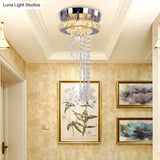 Modern Led Spiral Crystal Ceiling Light For Corridor: Stainless Steel Flushmount