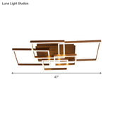 Modern Led Square Acrylic Ceiling Light - 39’/47’ Wide Brown Semi Flush Mount In Warm/White