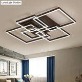 Modern Led Square Acrylic Ceiling Light - 39’/47’ Wide Brown Semi Flush Mount In Warm/White