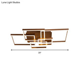 Modern Led Square Acrylic Ceiling Light - 39’/47’ Wide Brown Semi Flush Mount In Warm/White