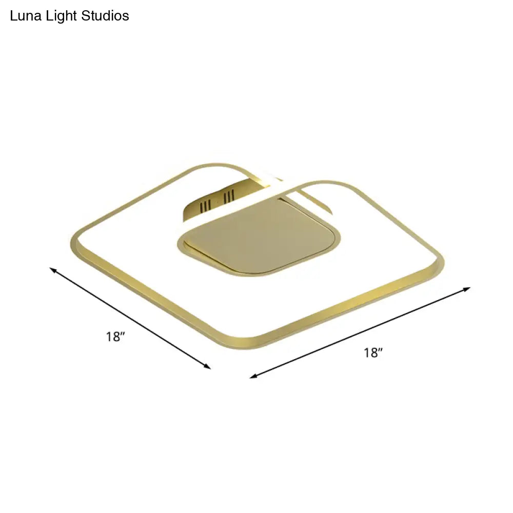 Modern Led Square Flush Ceiling Light In White/Black/Gold For Bedroom Acrylic Design Warm/White