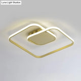 Modern Led Square Flush Ceiling Light In White/Black/Gold For Bedroom Acrylic Design Warm/White