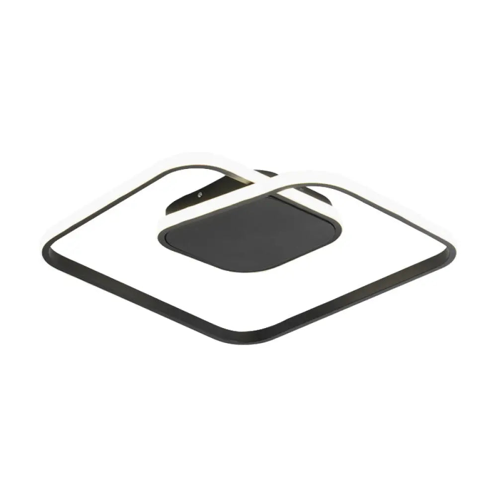 Modern Led Square Flush Ceiling Light In White/Black/Gold For Bedroom Acrylic Design Warm/White