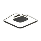Modern Led Square Flush Ceiling Light In White/Black/Gold For Bedroom Acrylic Design Warm/White