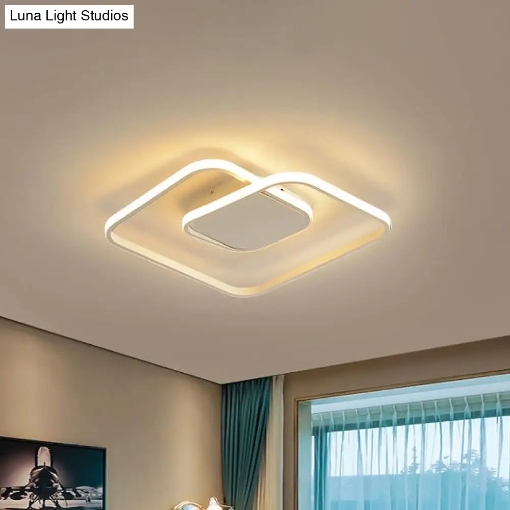 Modern Led Square Flush Ceiling Light In White/Black/Gold For Bedroom Acrylic Design Warm/White