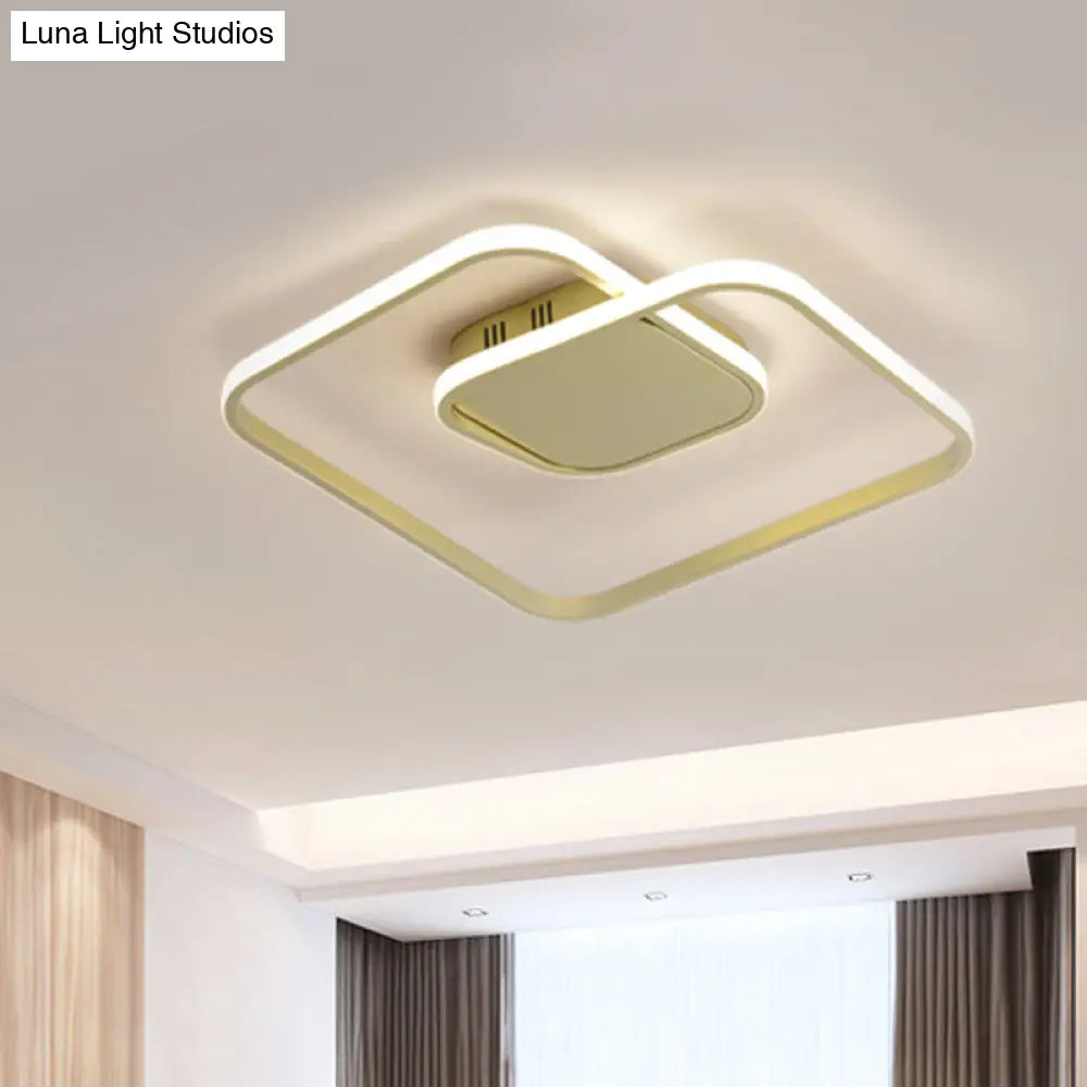Modern Led Square Flush Ceiling Light In White/Black/Gold For Bedroom Acrylic Design Warm/White