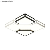 Modern Led Square Flush Lamp With Acrylic Ceiling Light Fixture - Black And White Design White/3