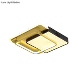 Modern Led Square Flush Mount Ceiling Light With Acrylic Shade Black - Gold Finish