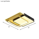 Modern Led Square Flush Mount Ceiling Light With Acrylic Shade Black - Gold Finish