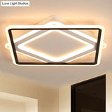 Modern Led Square Metal Flush Mount Ceiling Light In White/Warm 16.5’/19.5’/23.5’ Wide