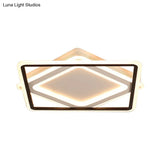 Modern Led Square Metal Flush Mount Ceiling Light In White/Warm 16.5’/19.5’/23.5’ Wide