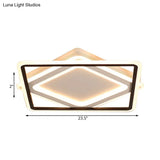 Modern Led Square Metal Flush Mount Ceiling Light In White/Warm 16.5’/19.5’/23.5’ Wide
