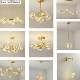 Modern Led Starry Drop Chandelier - Radial Metal Design With Clear Glass Orb Shade