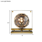 Modern Led Table Lamp With Crystal Bronze Finish And Gong Bell Design