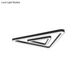 Modern Led Triangular Gym Ceiling Hang Light In Black - Metallic Chandelier Lighting