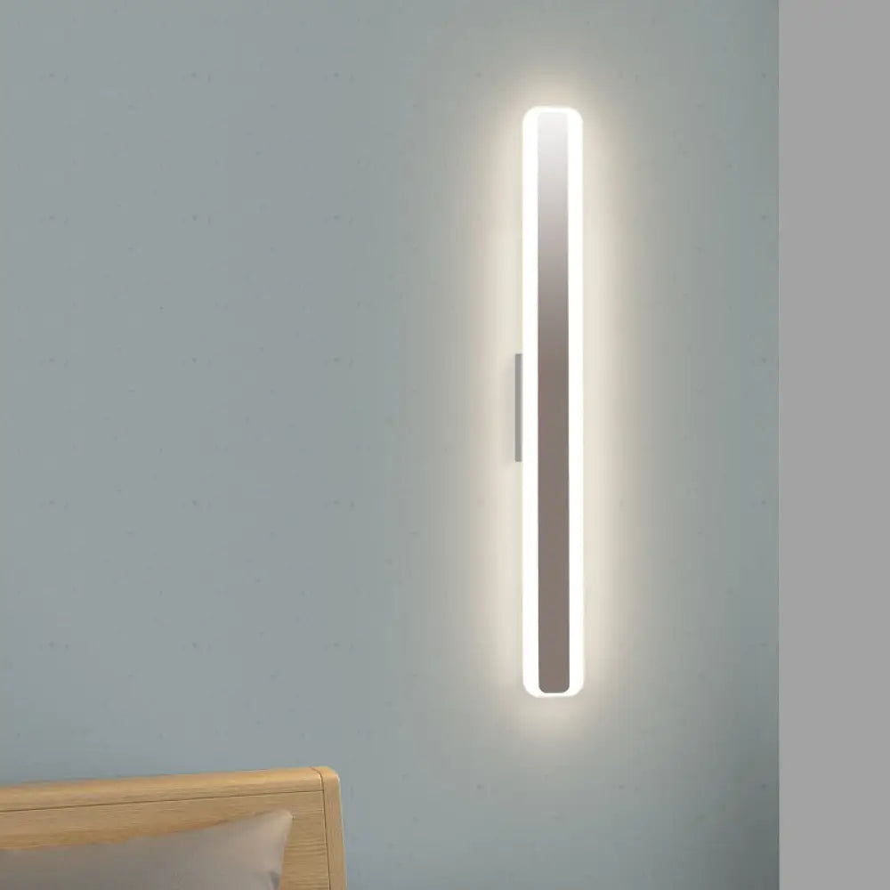 Modern Led Vanity Light - 16/20 Wide Acrylic Shade White Rectangular Mirror Lamp Warm/White / 16