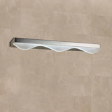 Modern Led Vanity Light With Stainless Steel Wall Mount And Wave Shade - 17/21 Width Stainless-Steel