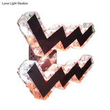 Modern Led Wall Lamp With Curvy Nickel Finish Beveled Crystal Prism Sconce Light Fixture -