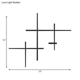 Modern Led Wall Light In Black For Living Room Décor - Crossed Lines Design