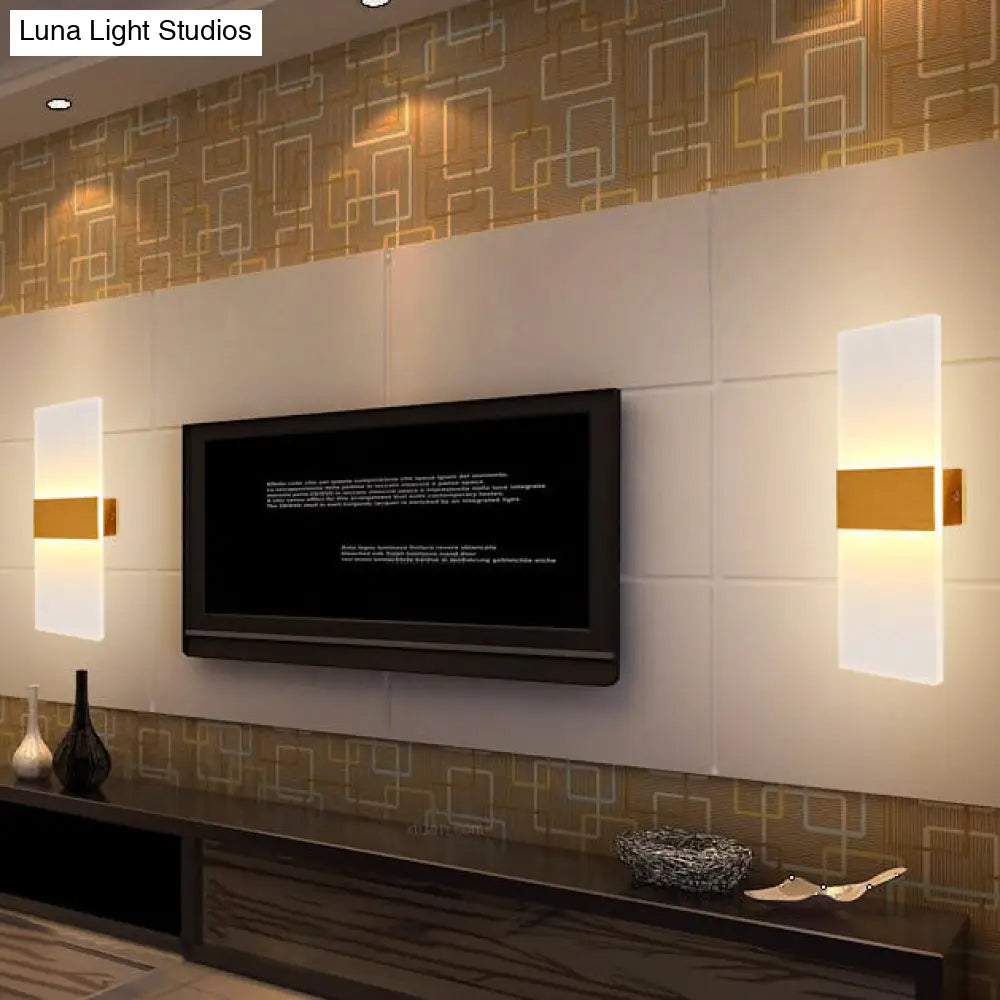 Modern Led Wall Sconce In Oval/Rectangular/Convex Shape - 8/10.5 Wide Warm/White/Natural Light