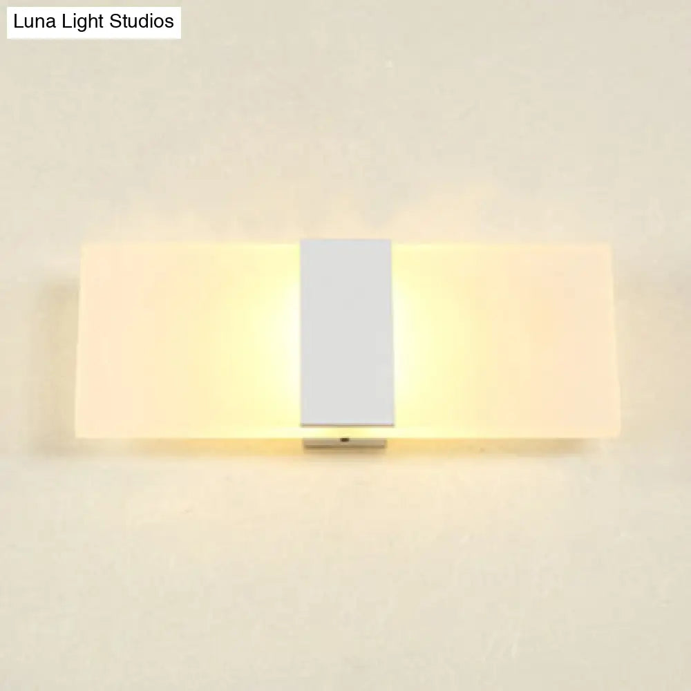 Modern Led Wall Sconce In Oval/Rectangular/Convex Shape - 8/10.5 Wide Warm/White/Natural Light