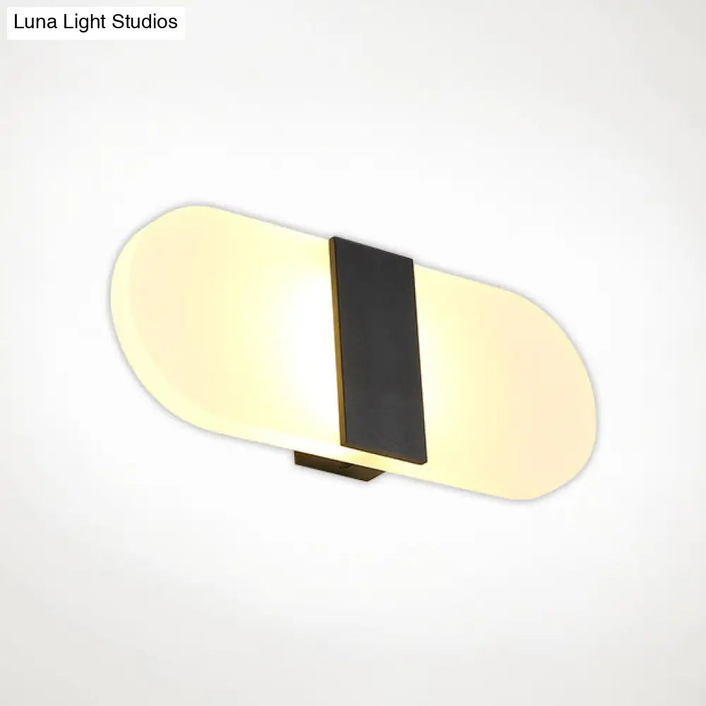 Modern Led Wall Sconce In Oval/Rectangular/Convex Shape - 8/10.5 Wide Warm/White/Natural Light