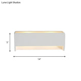 Modern Led Wall Sconce Lamp - White Finish Bedside Lighting With Rectangle Gypsum Shade