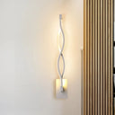 Modern Led Wall Sconce With Acrylic Shade For Bedroom - Black/White Wavy/Musical Note Design White /