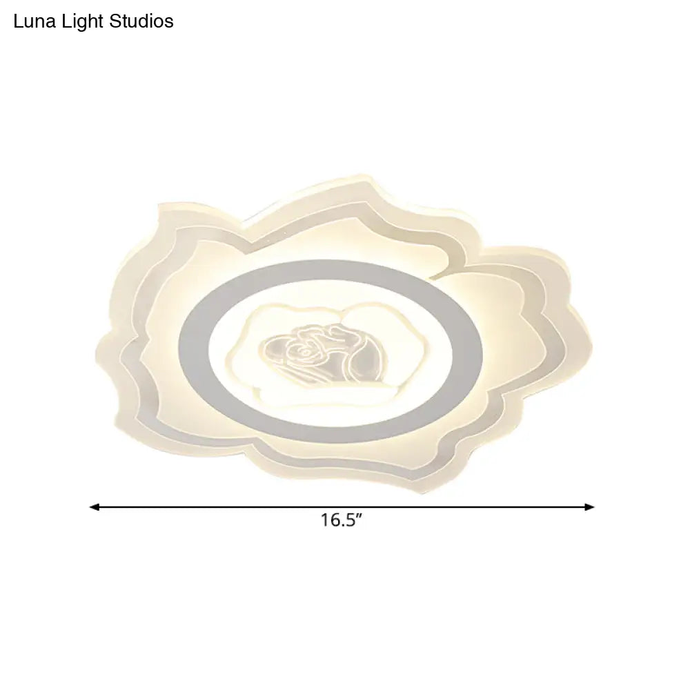 Modern Led White Acrylic Flush Mount Light Fixture With Warm/White Lighting