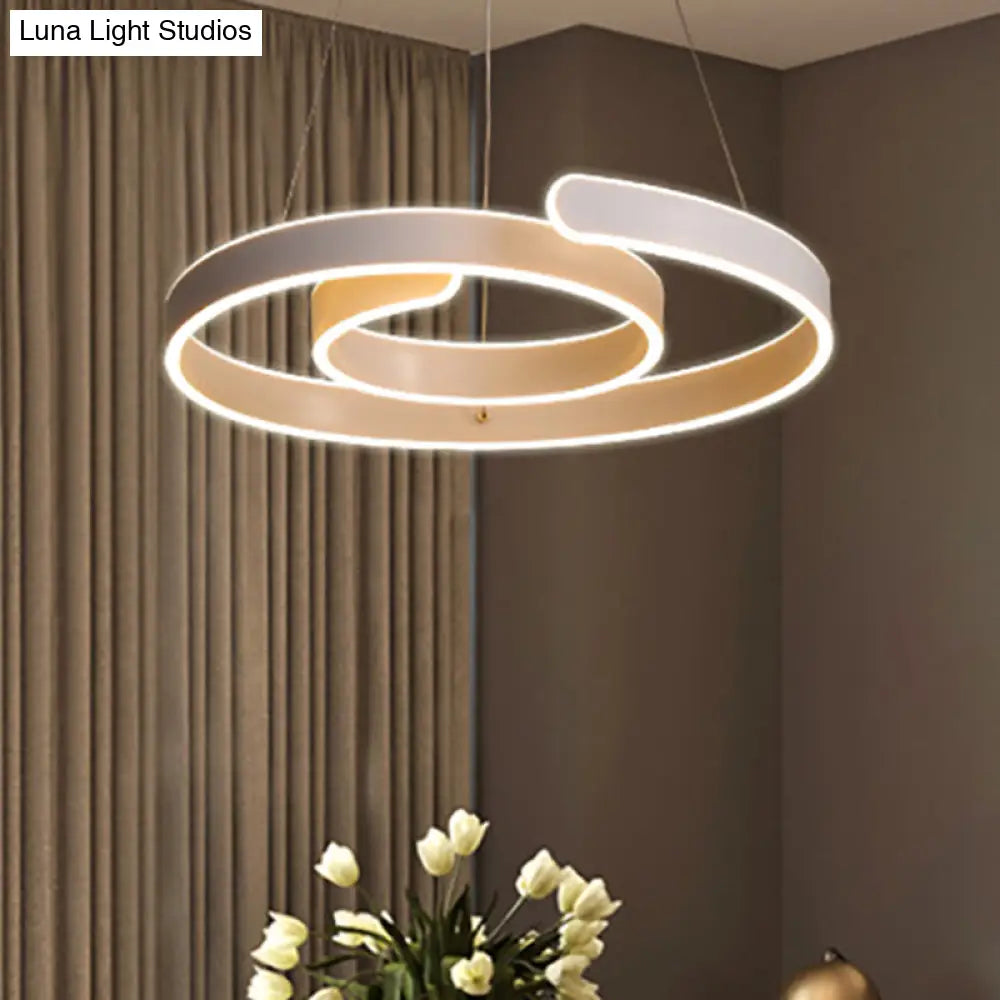 Modern Led White Chandelier Pendant: Twisting Acrylic Ceiling Light In Warm/White