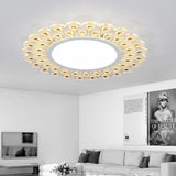 Modern Led White Flush Light With Peacock Tail Design 14/19.5 Diameter