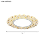 Modern Led White Flush Light With Peacock Tail Design 14’/19.5’ Diameter