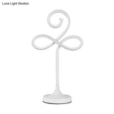 Modern Led White Nightstand Lamp For Living Room With Twist Acrylic Shade Warm/White Light