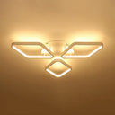 Modern Led White Rhombus Ceiling Flush Mount Light In White/Warm 20’/21’ Wide / 20’
