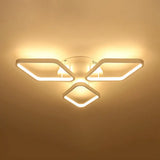 Modern Led White Rhombus Ceiling Flush Mount Light In White/Warm 20’/21’ Wide / 20’