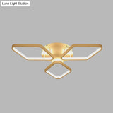 Modern Led White Rhombus Ceiling Flush Mount Light In White/Warm 20’/21’ Wide