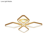 Modern Led White Rhombus Ceiling Flush Mount Light In White/Warm 20’/21’ Wide
