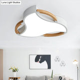 Modern Led Wood Flush Mount Ceiling Light In White/Natural 16/19.5/23.5 Wide White / 16
