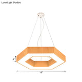 Modern Led Wood Hexagon Hanging Ceiling Pendant Lamp - 16’’/23.5’’ Wide Beige With Recessed Diffuser
