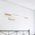 Modern Led Wood Vanity Wall Sconce With Curved Arm - Linear Lighting In White/Warm Light White /