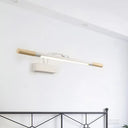 Modern Led Wood Vanity Wall Sconce With Curved Arm - Linear Lighting In White/Warm Light White /