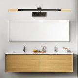 Modern Led Wood Vanity Wall Sconce With Curved Arm - Linear Lighting In White/Warm Light Black /