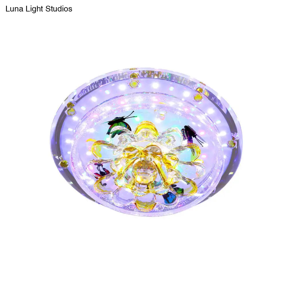 Modern Led Yellow Flushmount Petals Ceiling Light Fixture In Warm/White