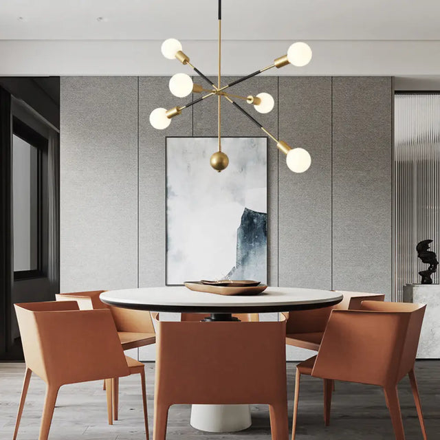 Modern Adjustable Linear Arm Chandelier Light With 6 Lights Ideal For Restaurants